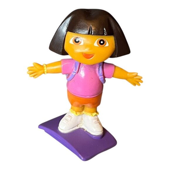 Dora The Explorer Character Wearing Backpack 2.7” Figure Nickelodeon Toy On Base - Picture 6 of 6